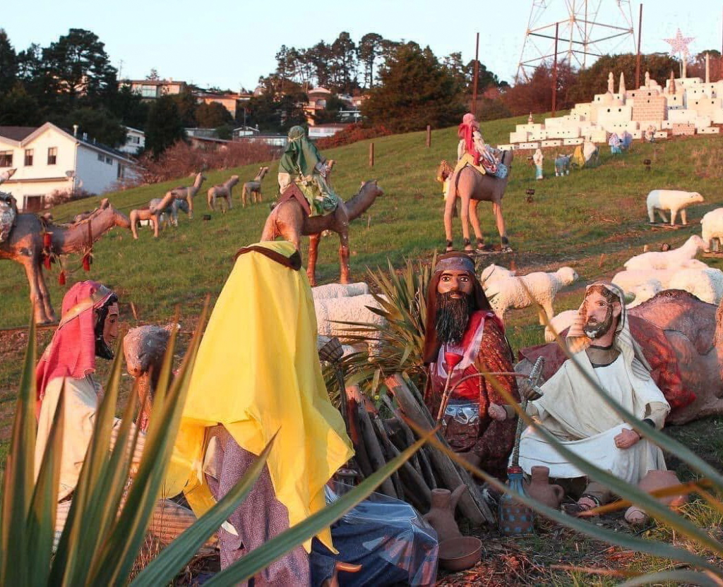 campfire figures with the display in the background