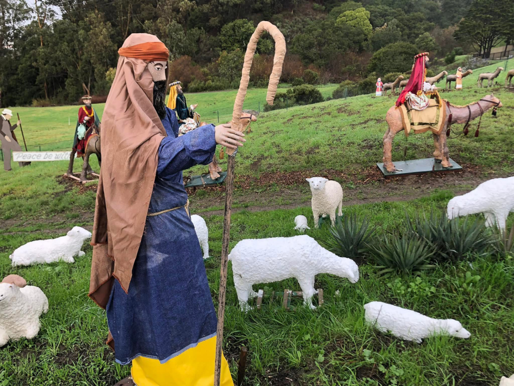 shepherd in blue robe figure